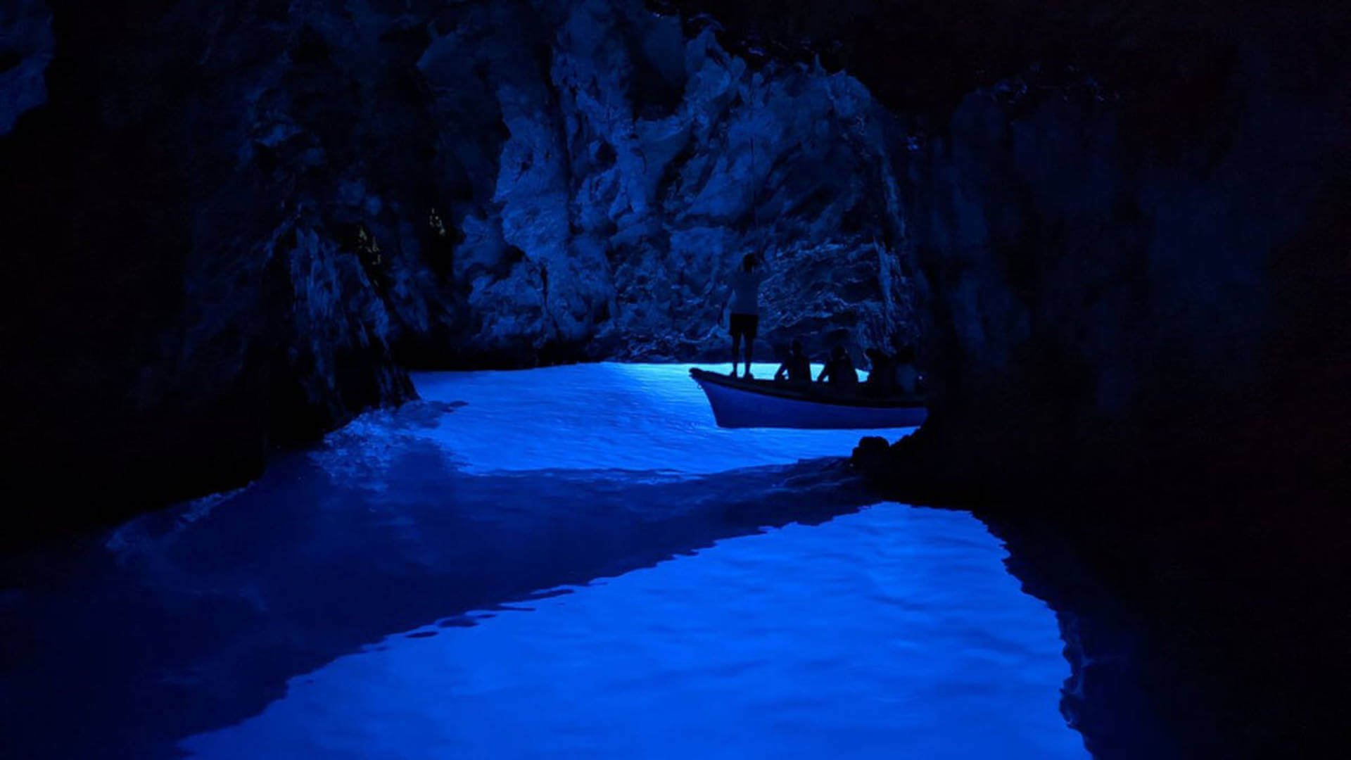 Natural blue glow inside the Blue Cave on Biševo - tour from Split